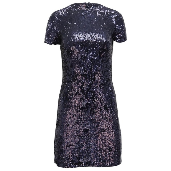 Tory Burch Sequin T-Shirt Mini Dress in Midnight Navy Blue Size Medium EUC - Picture 1 of 10
